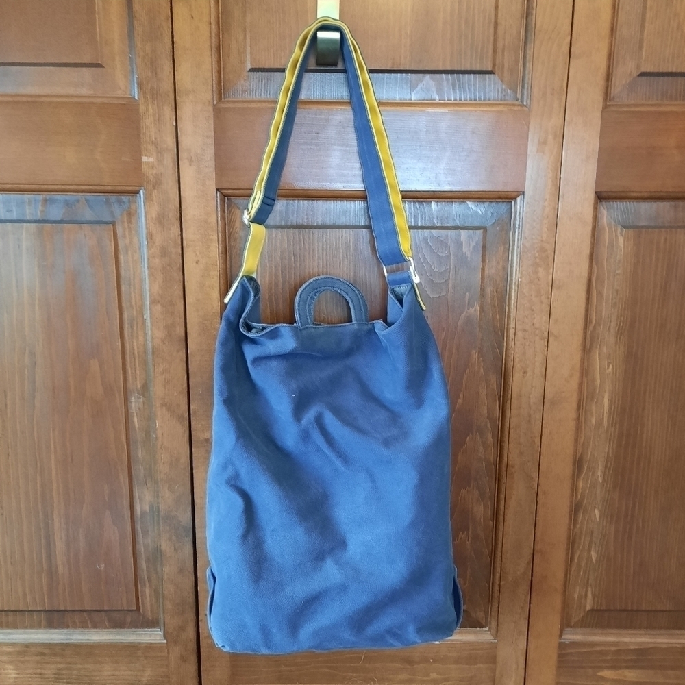 Anello Limited Edition top handle crossbody blue yellow canvas tote bag - Picture 11 of 12